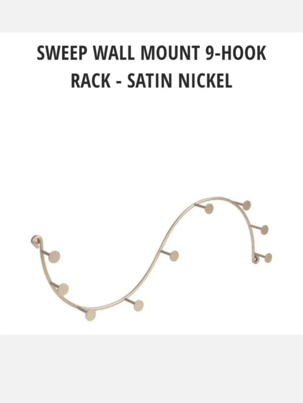 2 NWOT Spectrum Sweep Wave Wall Mount 9 Hook Racks Satin Nickel